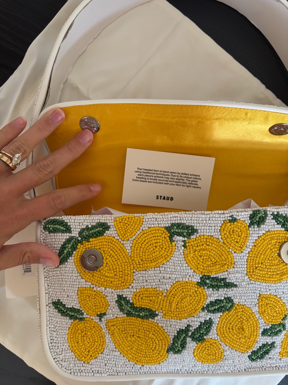 STAUD - Tommy Lemon Print Beaded Shoulder Bag - Picture 4 of 11